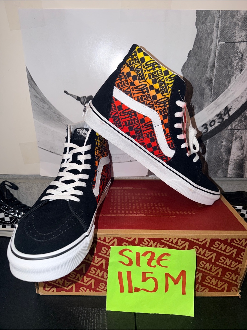 Vans Sk8-Hi Logo Flames sz 11.5 Men’s 13.0 Woman